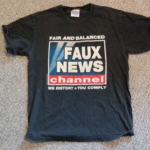 Black Faux News Graphic T-Shirt